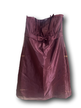 After Six Strapless Wine-Red A-Line Dress with Bow